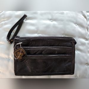 Black Leather Wristlet